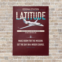 Thumbnail for Cessna Citation Latitude vertical canvas print - no frame - dark red background