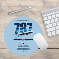 Thumbnail for Boeing 787-10 Dreamliner design on light blue round mouse pad