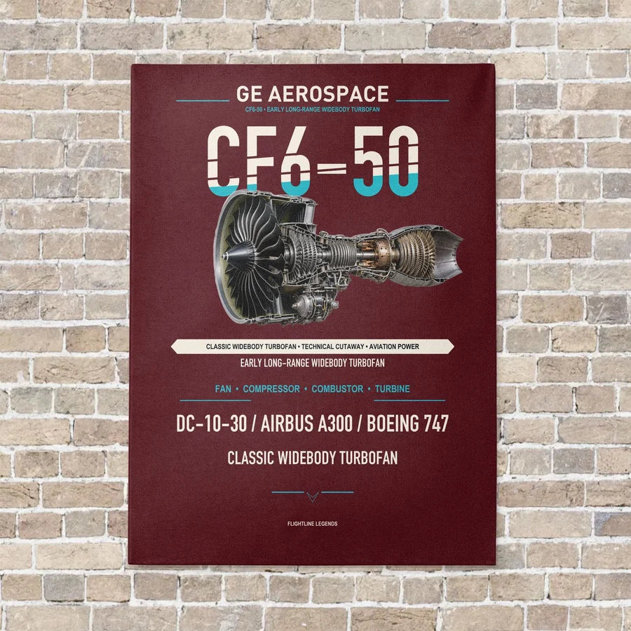 CF6-50 vertical canvas print - no frame - dark red background