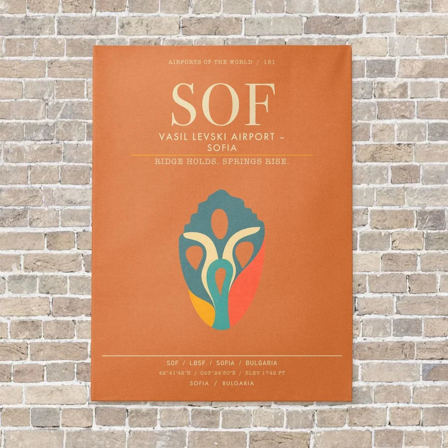 Vasil Levski Airport Sofia SOF - Canvas Framed - Orange