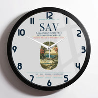 Thumbnail for Savannah-Hilton Head International Airport (SAV) design on light gray framed wall clock