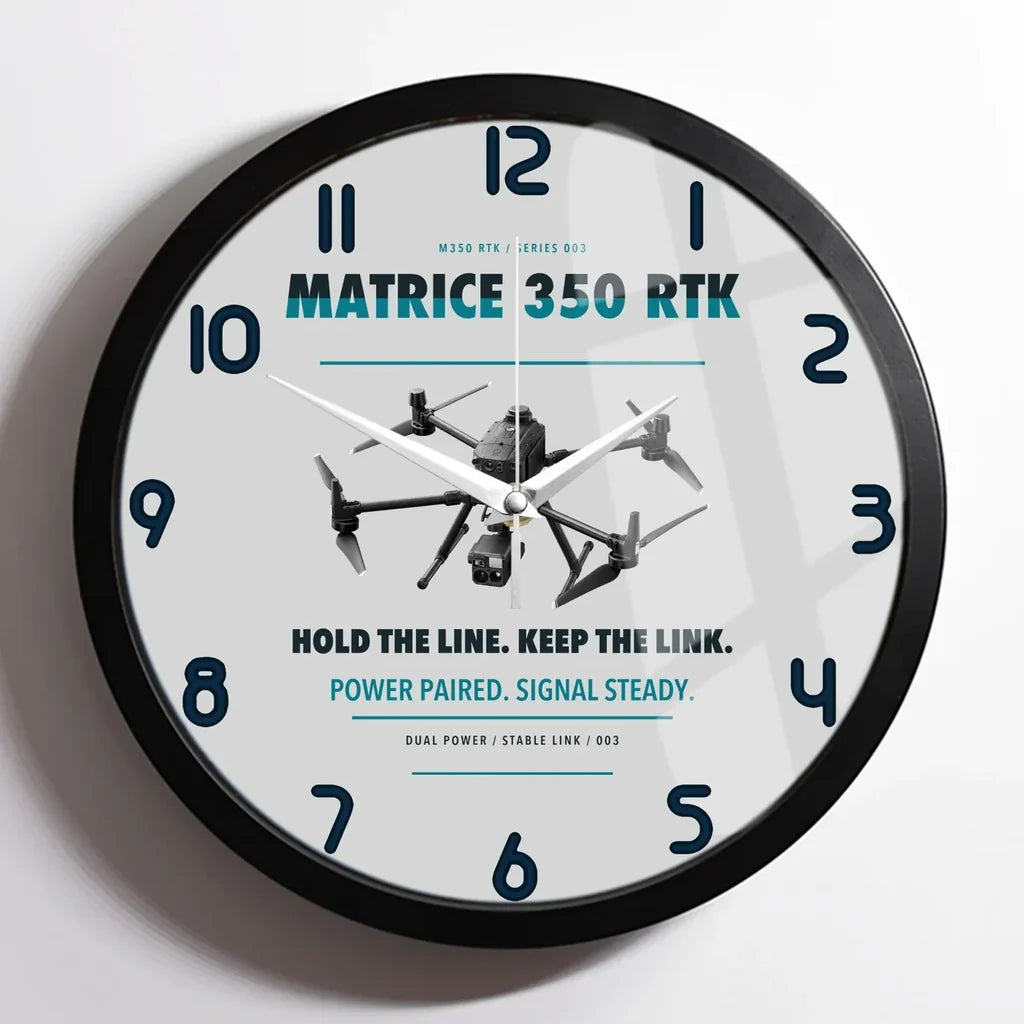 DJI Matrice 350 RTK design on light gray framed wall clock