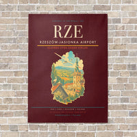 Thumbnail for Rzeszów-Jasionka Airport RZE vertical canvas print - no frame - dark red background