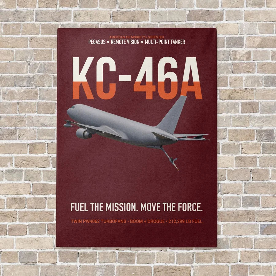 KC-46A PEGASUS vertical canvas print - no frame - dark red background