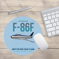 Thumbnail for F-86F Sabre design on light blue round mouse pad