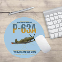 Thumbnail for P-63A Kingcobra design on light blue round mouse pad