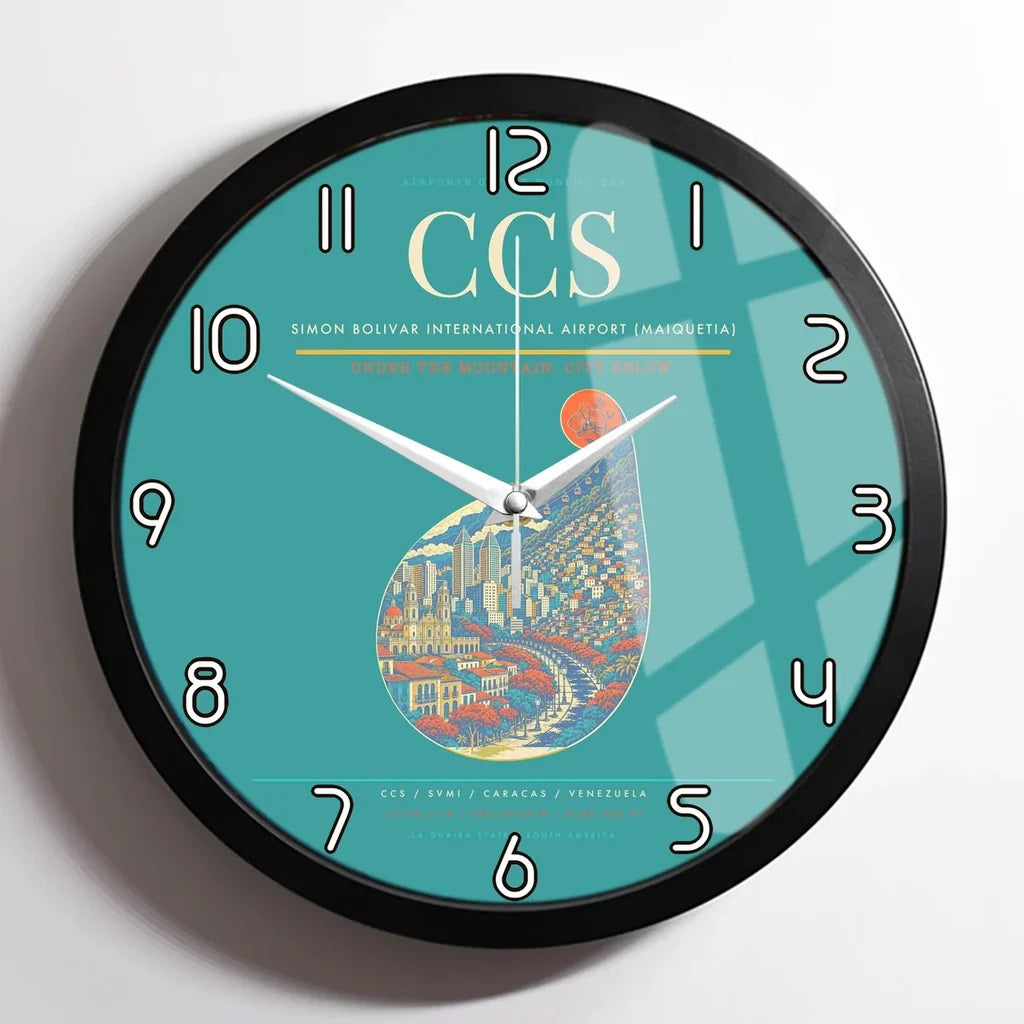Simon Bolivar International Airport (Maiquetia) CCS Wall-Clock Framed - Turquoise