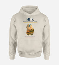 Thumbnail for Manhattan Regional Airport (MHK) design on khaki hoodie single-side print