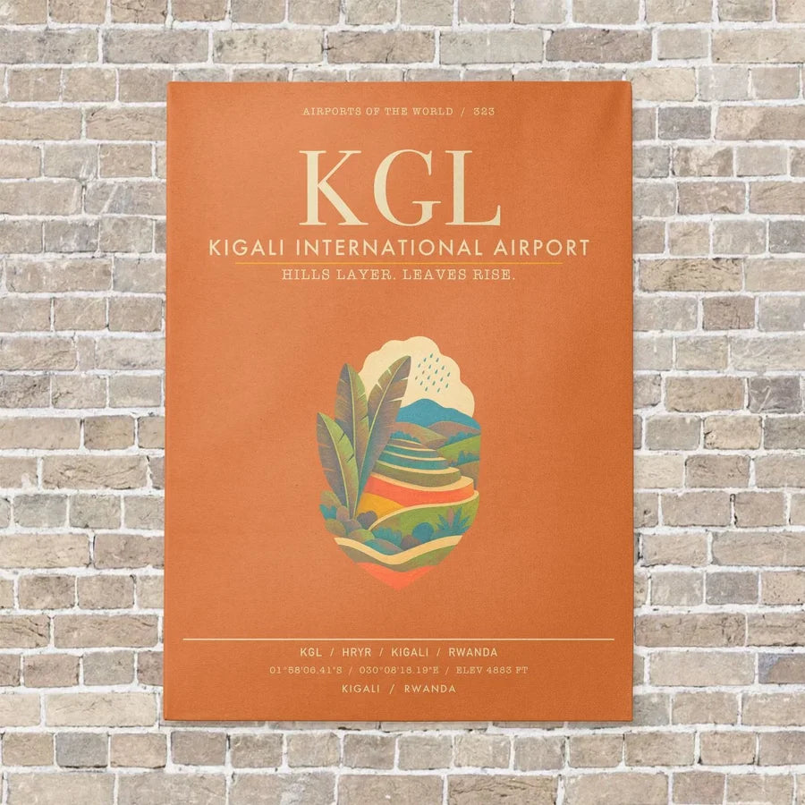 Kigali International Airport KGL - Canvas Framed - Orange