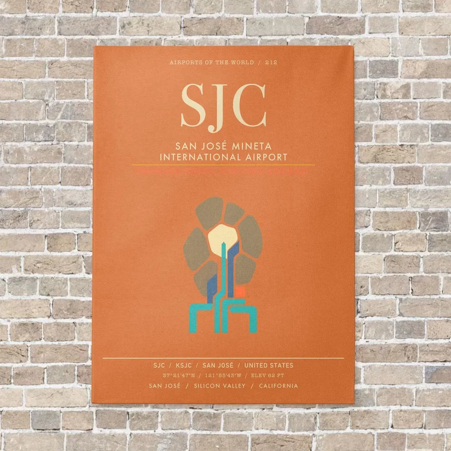 San Jose Mineta International Airport SJC - Canvas Framed - Orange