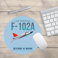 Thumbnail for F-102A Delta Dagger design on light blue round mouse pad