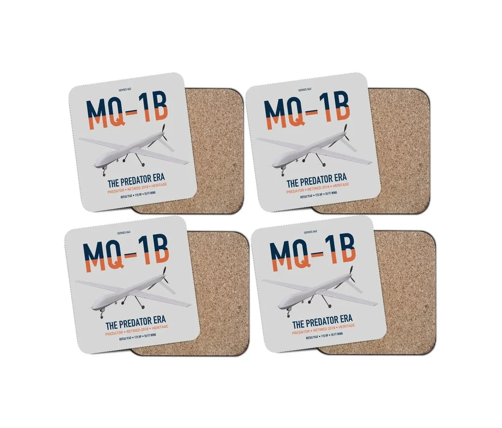 MQ-1B Predator design on light gray 4 pieces set coaster