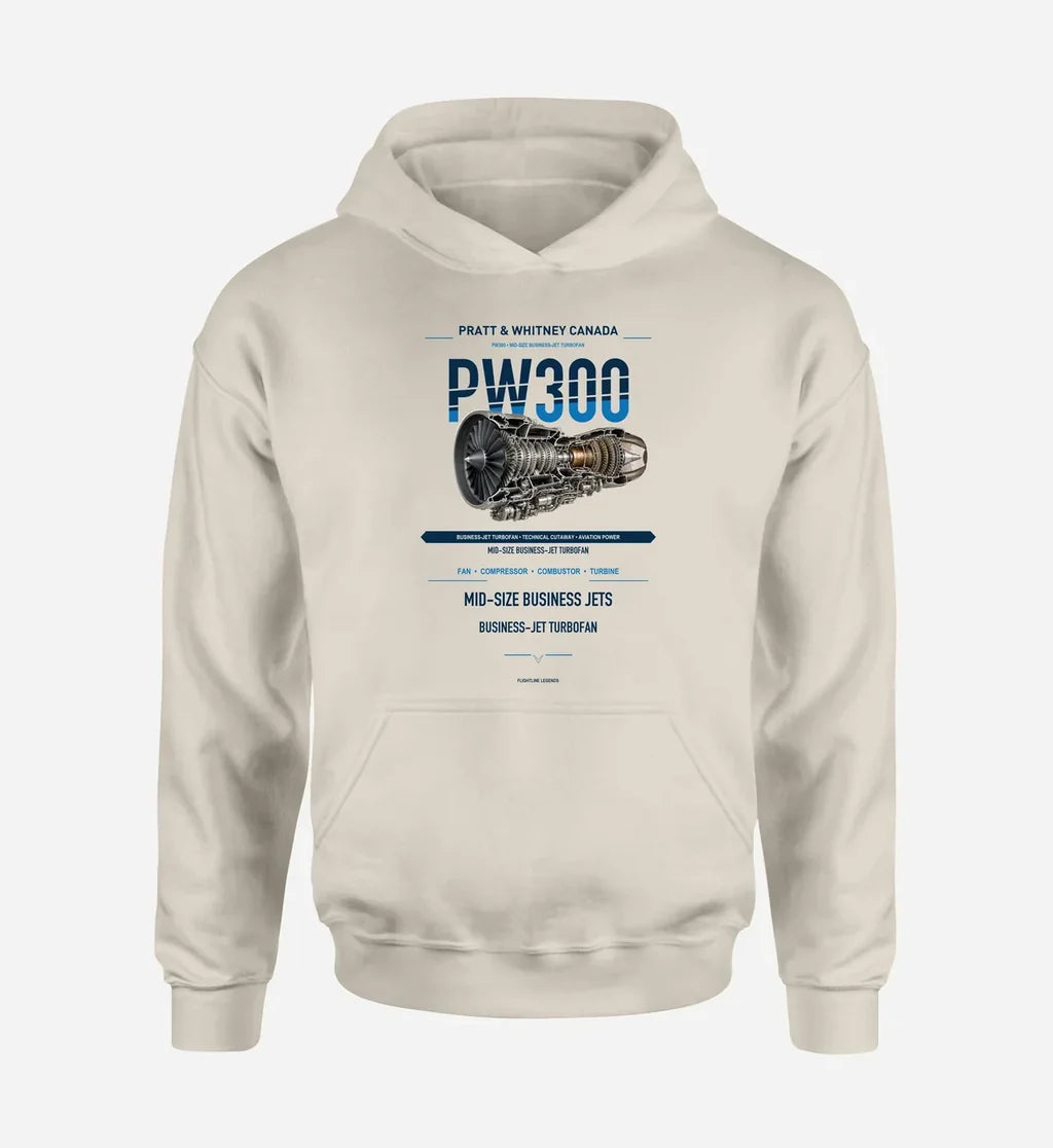 PW300 design on khaki hoodie single side