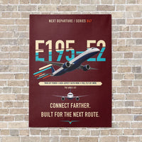 Thumbnail for Embraer E195-E2 vertical canvas print - no frame - dark red background