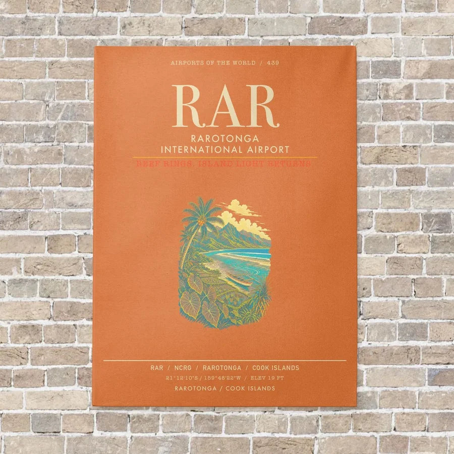 Rarotonga International Airport RAR - Canvas Framed - Orange