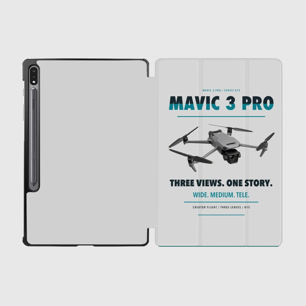 DJI Mavic 3 Pro design on light gray samsung tablet tablet case