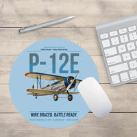 Thumbnail for Boeing P-12E design on light blue round mouse pad