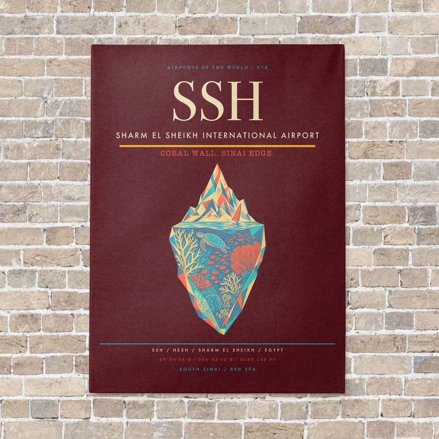 Sharm El Sheikh International Airport SSH vertical canvas print - no frame - dark red background