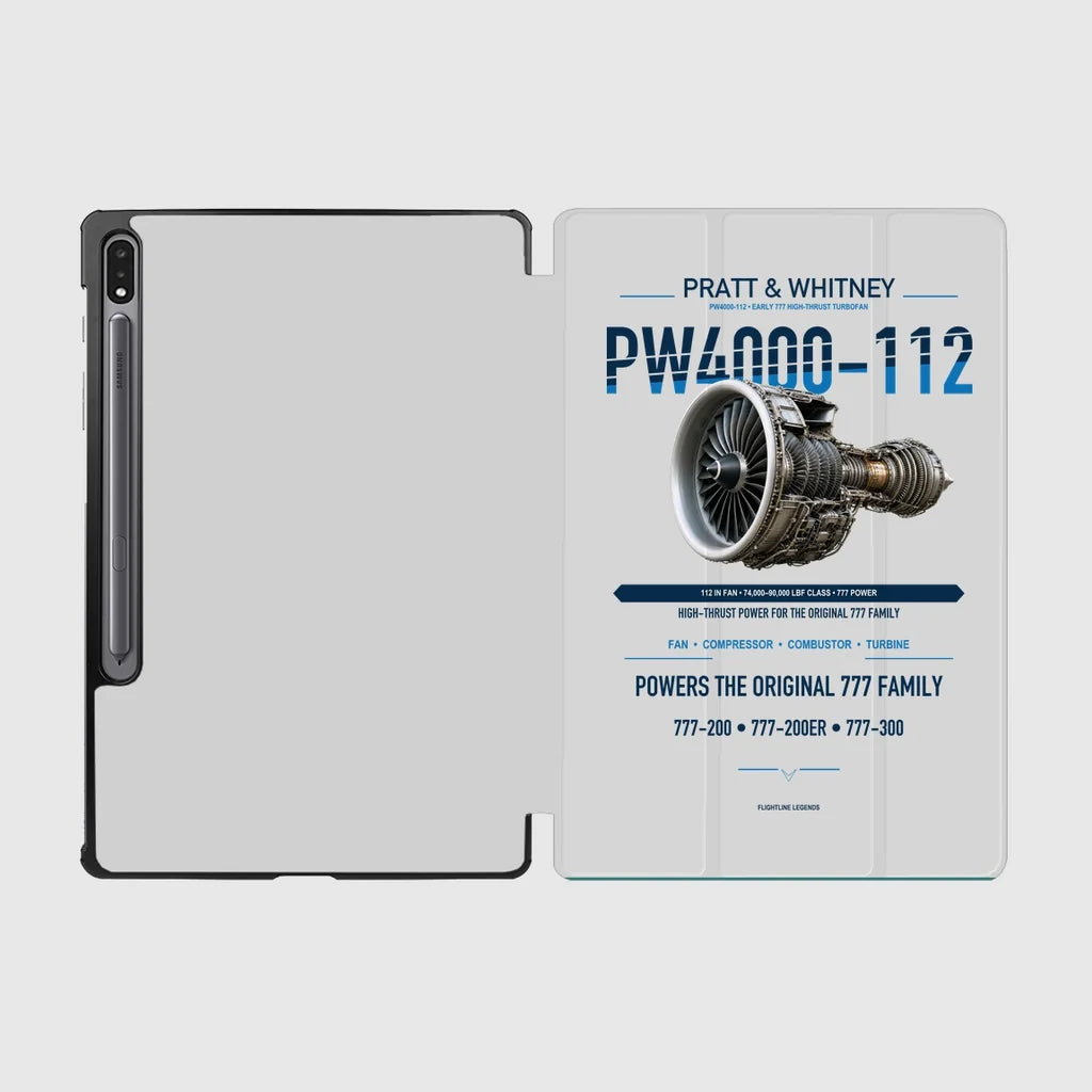 PW4000-112 design on light gray samsung tablet tablet case