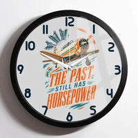 Thumbnail for The Past Still Has Horsepower design on light gray framed wall clock