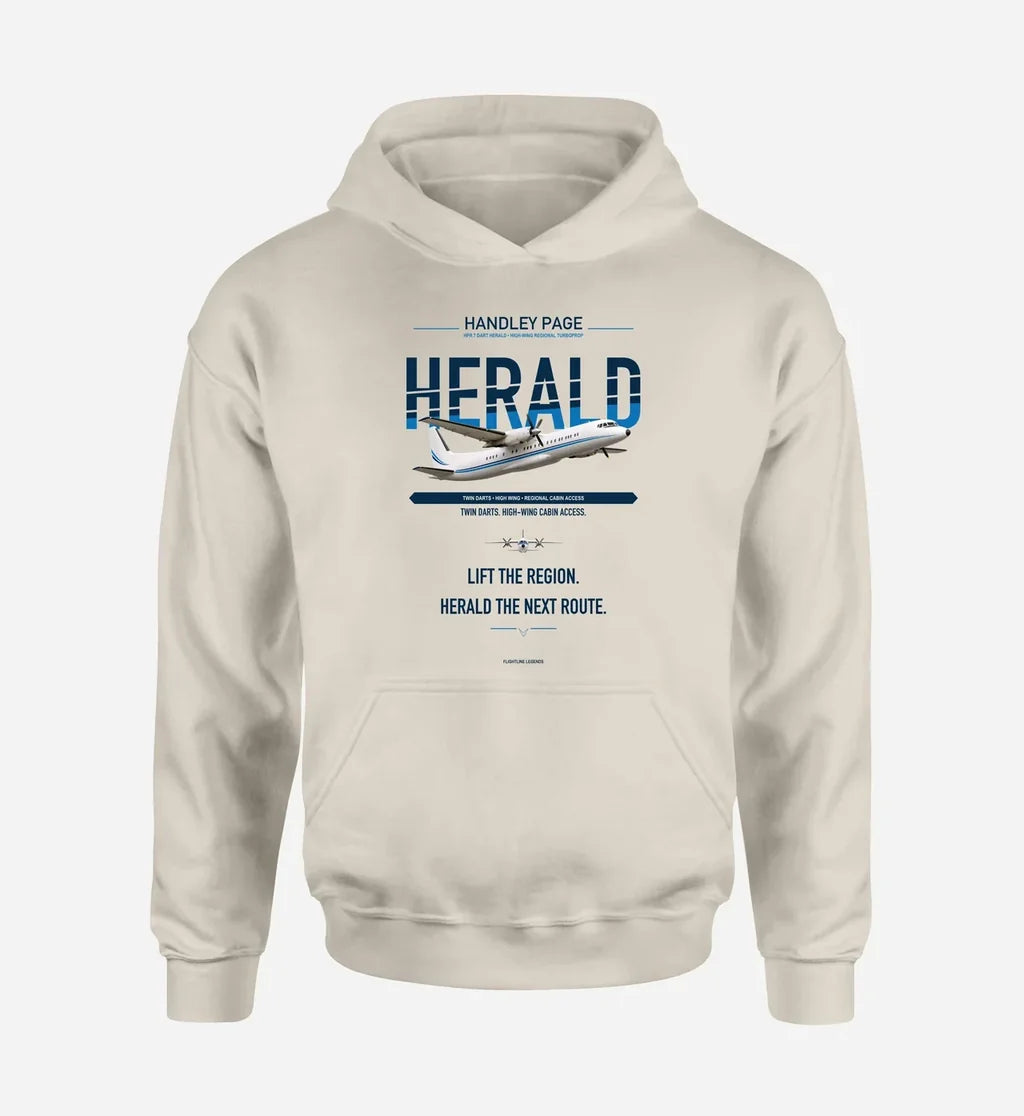 Handley Page HPR.7 Dart Herald design on khaki hoodie single side