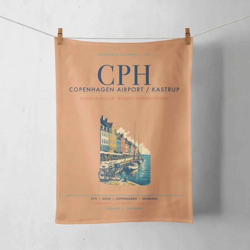 Copenhagen Airport Kastrup (CPH) design on orange towel
