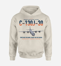 Thumbnail for C-130J-30 Super Hercules design on khaki double-side hoodie, single-side print
