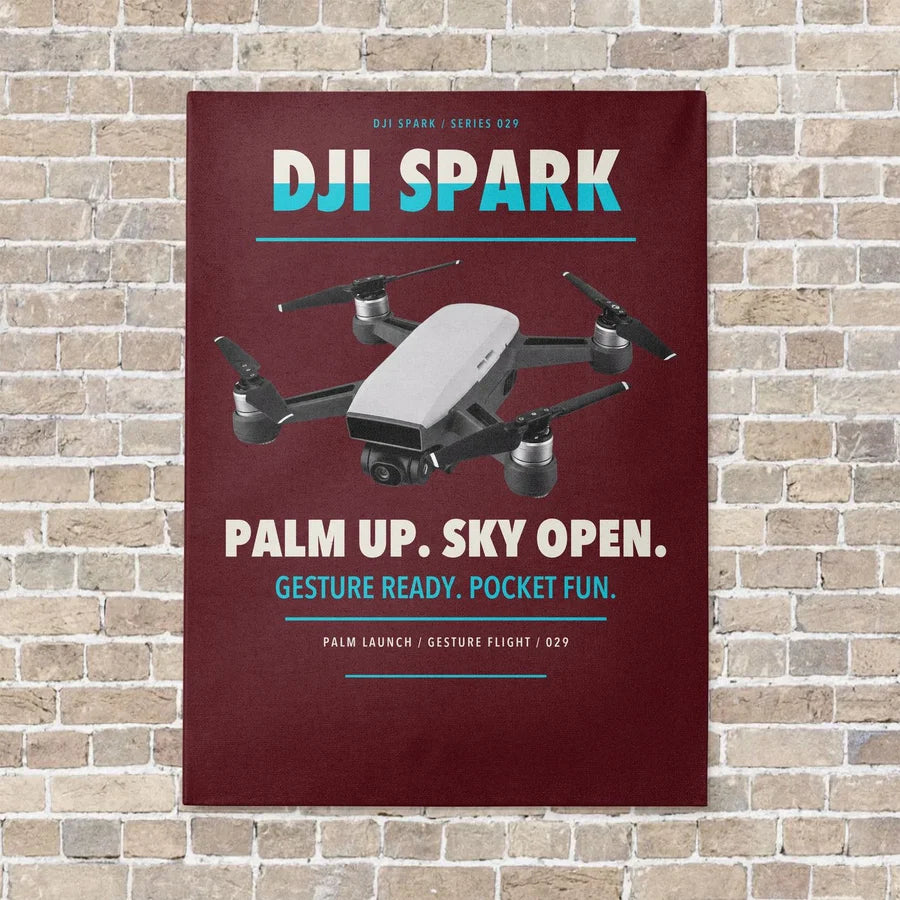 DJI Spark vertical canvas print - no frame - dark red background