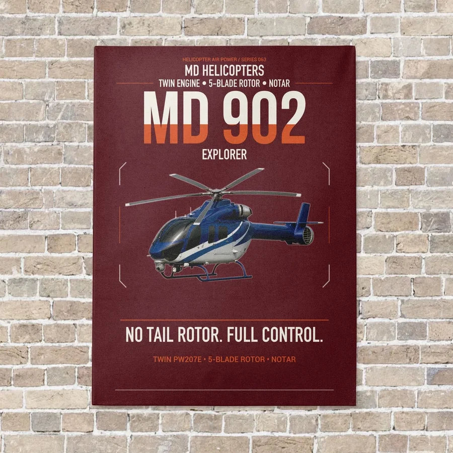 MD Helicopters MD 902 Explorer vertical canvas print - no frame - dark red background