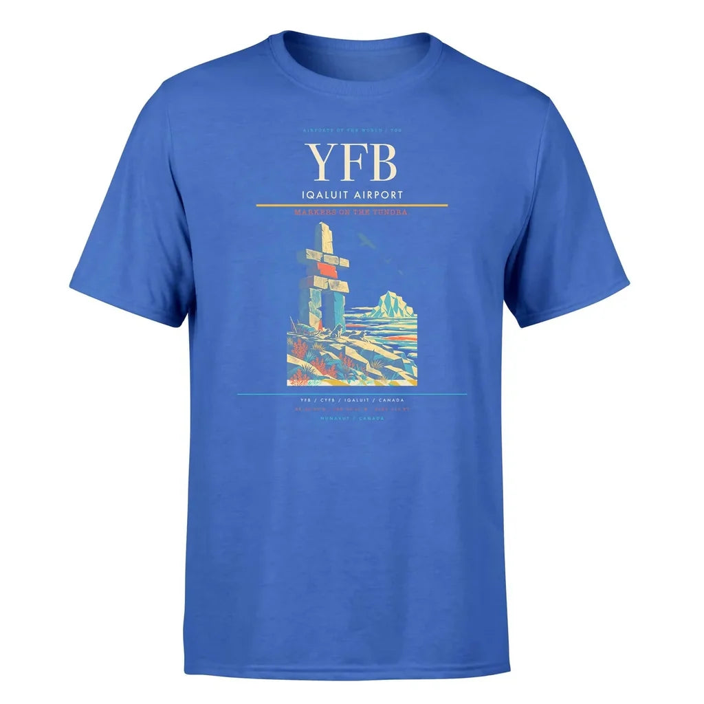 Iqaluit Airport (YFB) T-Shirt single-side front print in Blue | iqaluit-airport-yfb-double-side-t-shirt