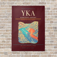 Thumbnail for Kamloops Airport YKA vertical canvas print - no frame - dark red background