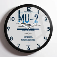 Thumbnail for Mitsubishi MU-2B-60 Marquise design on light gray framed wall clock