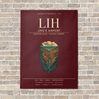 Thumbnail for Līhuʻe Airport LIH vertical canvas print - no frame - dark red background