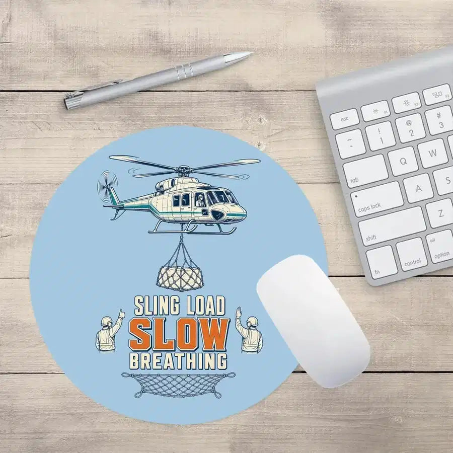 Sling Load Slow Breathing design on light blue round mouse pad