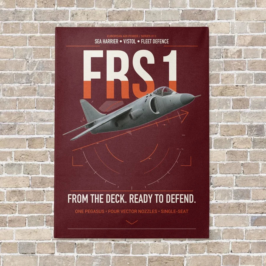 British Aerospace Sea Harrier FRS.1 vertical canvas print - no frame - dark red background