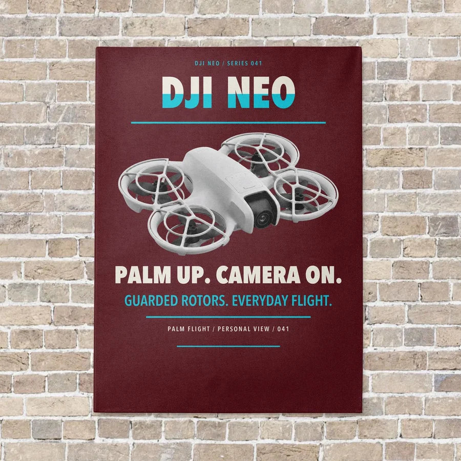 DJI Neo vertical canvas print - no frame - dark red background