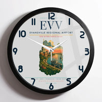 Thumbnail for Evansville Regional Airport (EVV) design on light gray framed wall clock