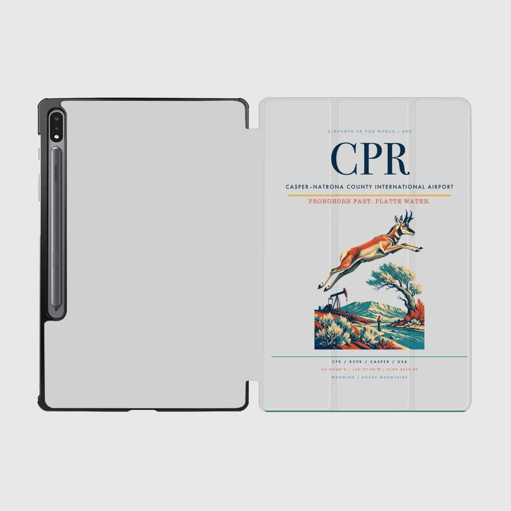 Casper–Natrona County International Airport (CPR) design on light gray samsung tablet tablet case