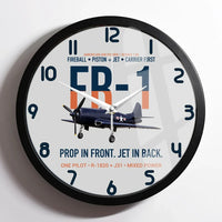 Thumbnail for FR-1 Fireball Prop in Front Jet in Back design on light gray framed wall clock