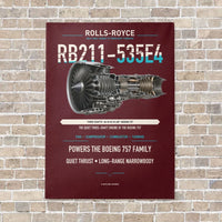 Thumbnail for RB211-535E4 vertical canvas print - no frame - dark red background