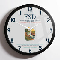 Thumbnail for Sioux Falls Regional Airport Joe Foss Field (FSD) design on light gray framed wall clock