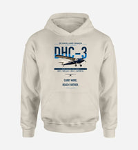 Thumbnail for DHC-3 Otter design on khaki double-side hoodie, single-side print