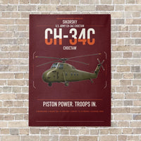 Thumbnail for Sikorsky CH-34C Choctaw vertical canvas print - no frame - dark red background