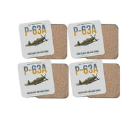 Thumbnail for P-63A Kingcobra design on light gray 4 pieces set coaster