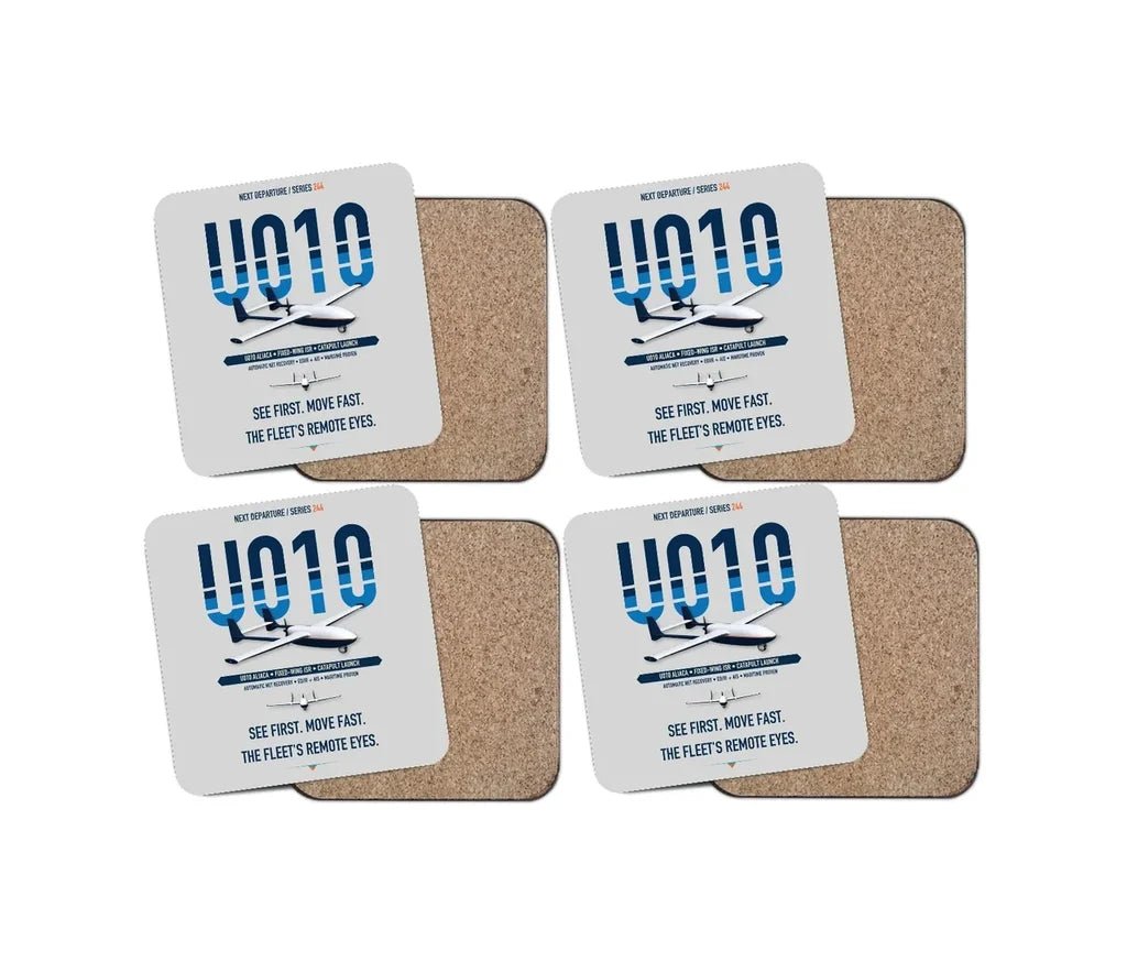 Airbus U010 Aliaca Fixed-wing design on light gray 4 pieces set coaster
