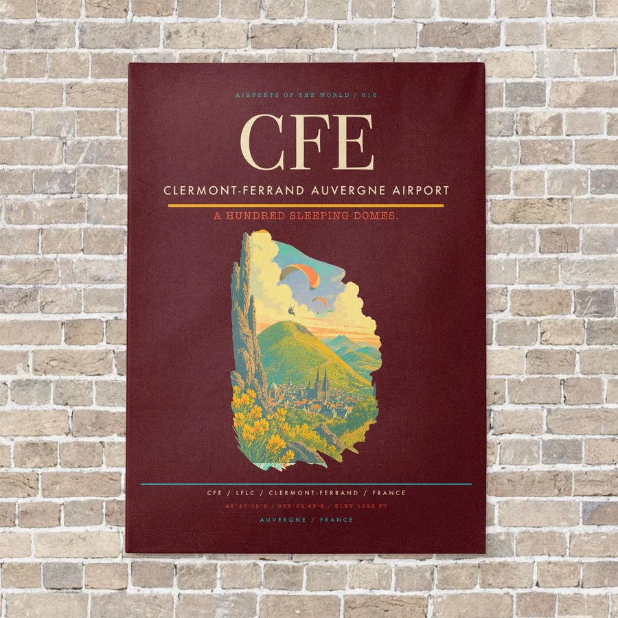 Clermont-Ferrand Auvergne Airport CFE - Canvas No Frame - Dark Red