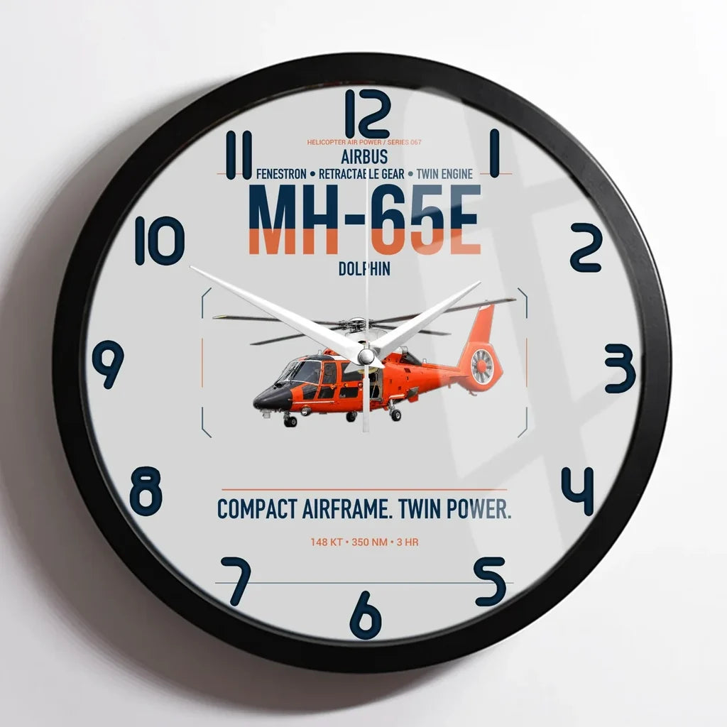 Airbus MH-65E Dolphin design on light gray framed wall clock