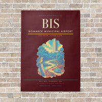 Thumbnail for Bismarck Municipal Airport BIS - Canvas No Frame - Dark Red