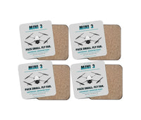 Thumbnail for DJI Mini 3 design on light gray 4 pieces set coaster