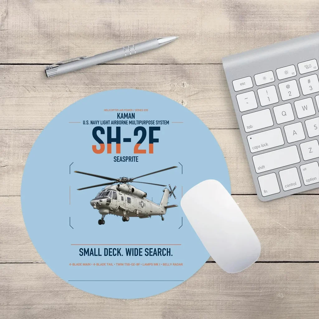 Kaman SH-2F Seasprite design on light blue round mouse pad